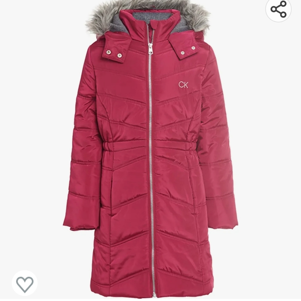 Calvin klein jeans girls 3t pink Puffer Jacket coat hood pink toddler